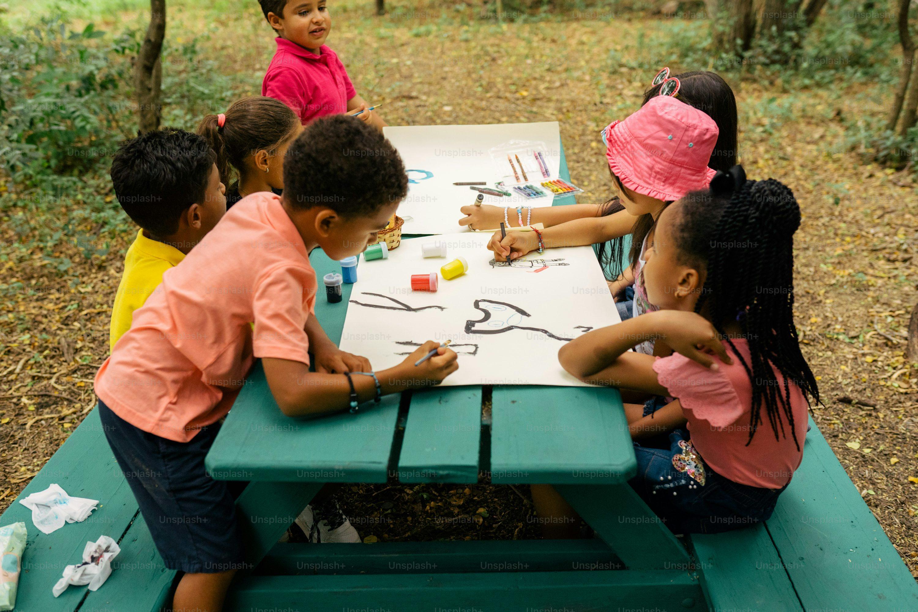 Children reading and participating in math activities